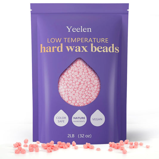 Hard Wax Beads 2LB Waxing Beads: Wax Beads for Sensitive Skin Bikini Wax Beans Brazilian Waxing Face Lip Eyebrow - Bulk Ideal for Salons and Home Use (Pink)