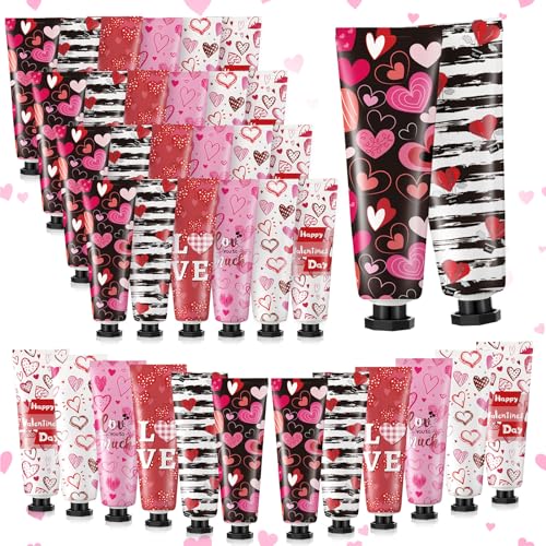 36 Pcs Valentine's Day Hand Cream Gift Set - Moisturizing Heart Lotion Bulk for Women & Men - Travel Size, Natural Ingredients, Love Themed