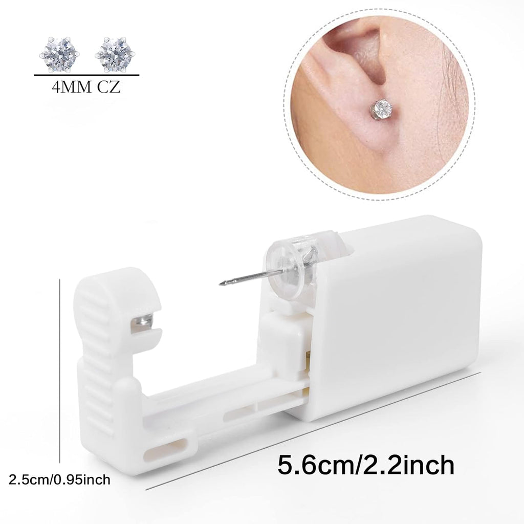 Ear Piercing Kit, Anzero 2 Pcs Disposable Ear Piercing Gun with Preloaded Ear Stud, at Home Self Ear Piercing Gun Kit - 5MM Earrings Stud