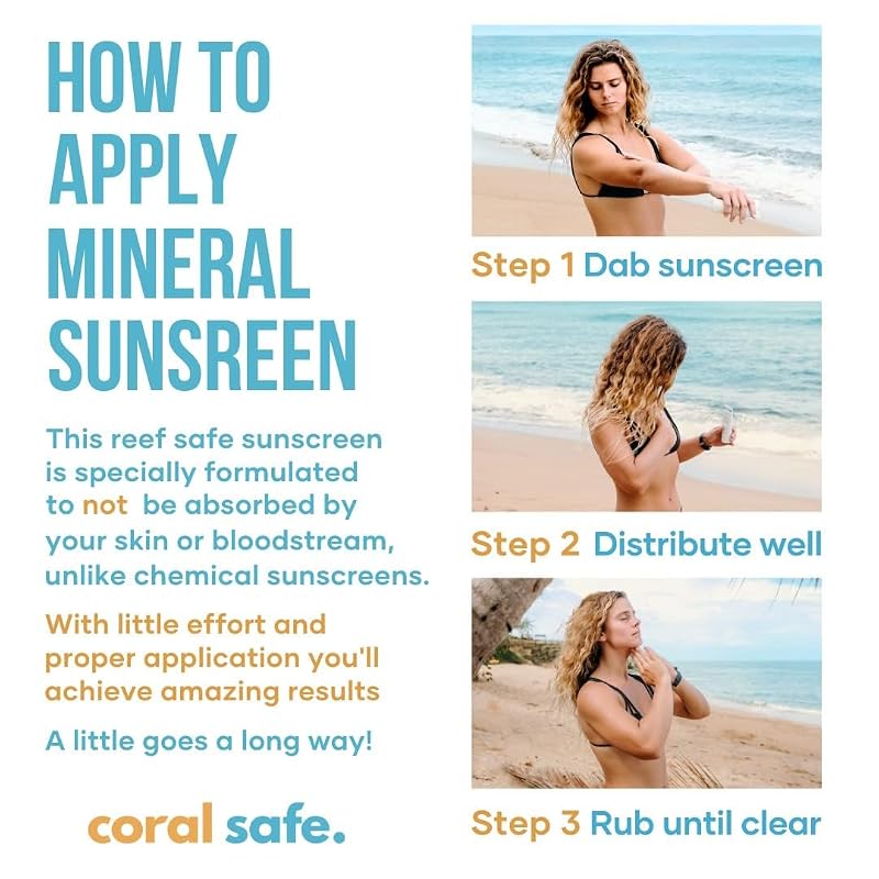 Coral Safe Reef Safe SPF 50 Mineral Sunscreen Lotion 3 Oz