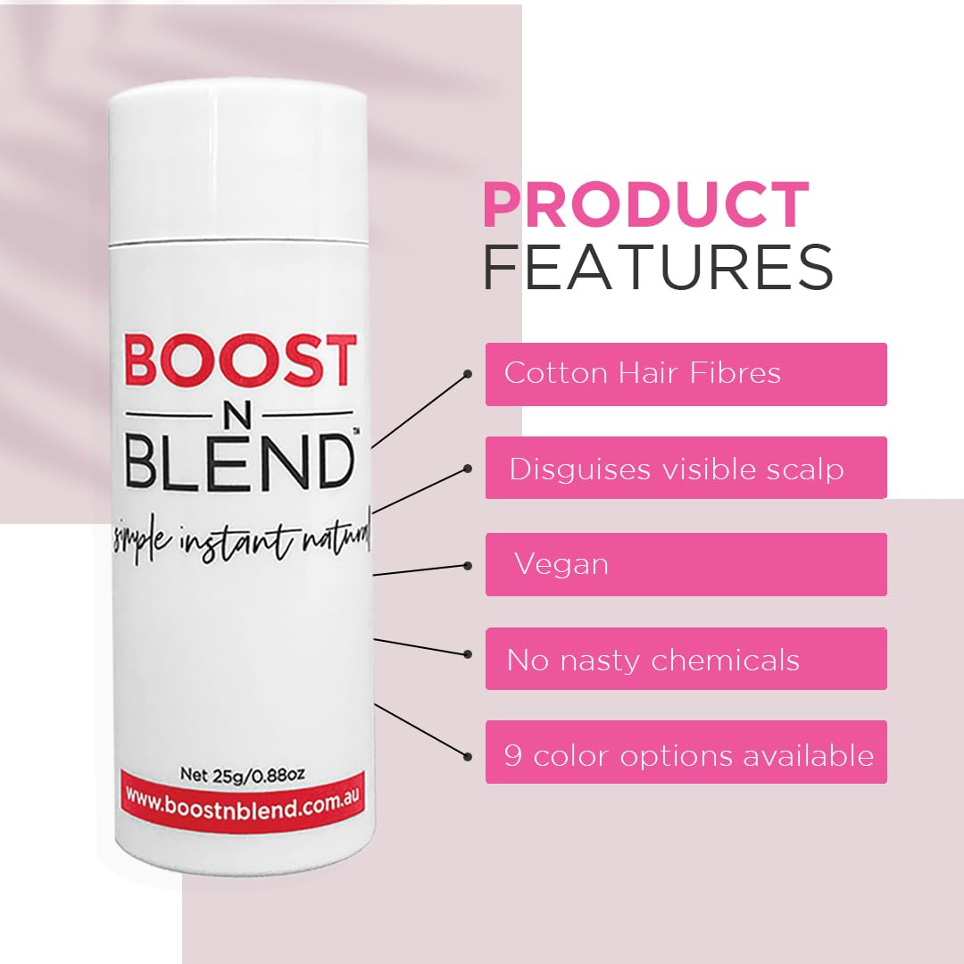 Boost N Blend Hair Volumizer for Women - Scalp Concealer Powder and Cotton Fibers for Thinning Hair (25g/0.88oz)