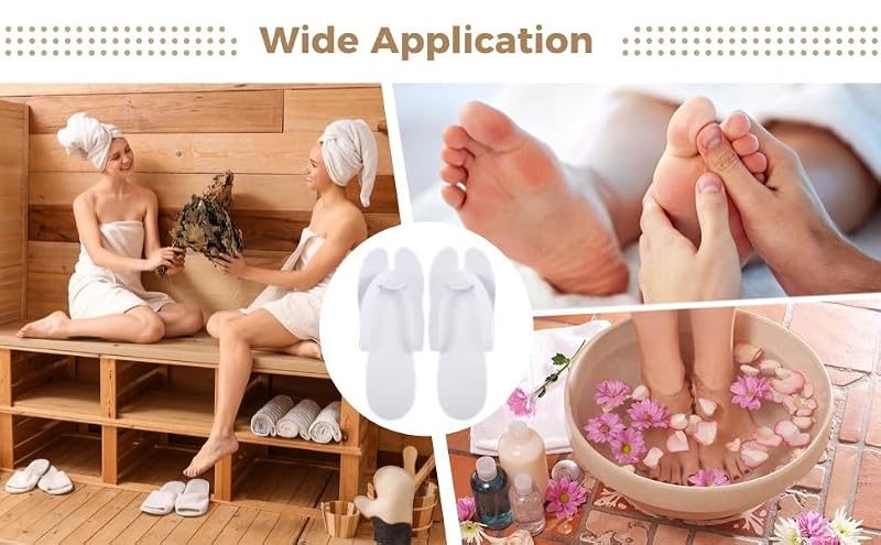 White Disposable Pedicure Flip Flops Slippers Bulk for Nail Salons & Spa - Light & Easy to Wear