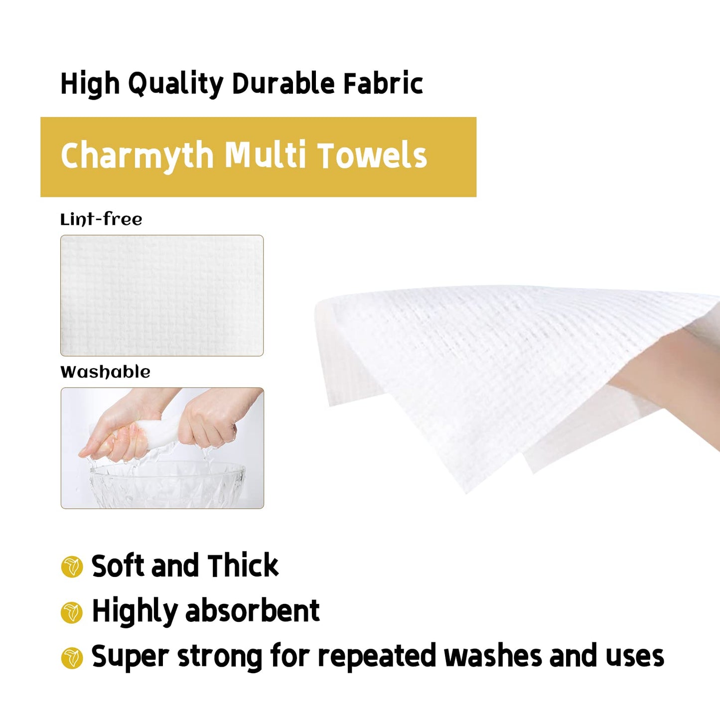 Charmyth Disposable Face Towels XL 100 Count - Extra Thick Soft Makeup Remover Wipes for Sensitive Skin Degradable Facial Cleansing Towels