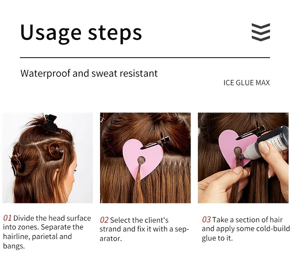 Hair Extensions Glue,Fast Curing Glue for Human Hair Extension,Non Toxic - Humidity Resistant & Water- Resistant, Invisible Bonding, Invisible Bonding 20g