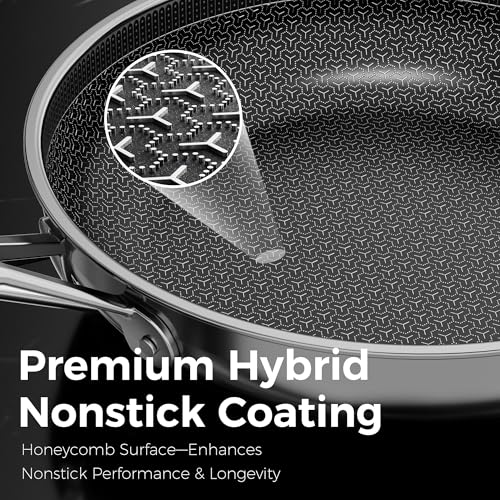 Nonstick Diamond-Titan Hybrid Ceramic Frying Pans Set - 8, 9.5 & 11 Inch with Stay-Cool Handles