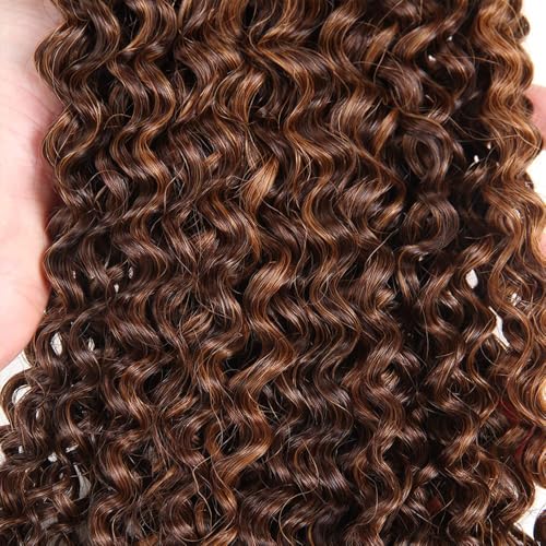 ZCMYVINND P4/30 Dark Brown Highlight Curly Wave Hair Bundles 8-12 Inch Brazilian Virgin Remy Extensions