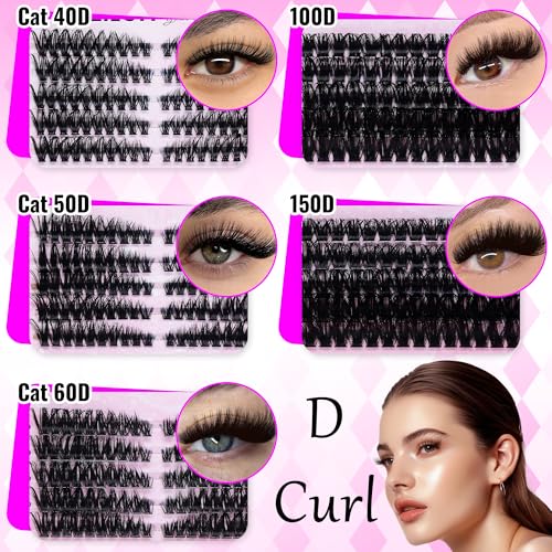 DIY Lash Extension Kit 1930Pcs Cat Eye Spike Bottom Lashes | Lash Clusters Set with Bond & Seal