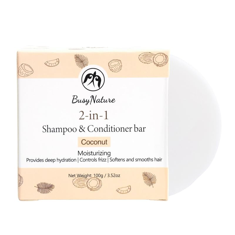 Coconut 2-in-1 Shampoo & Conditioner Bar – Moisturizing, Frizz Control, Sulfate-Free