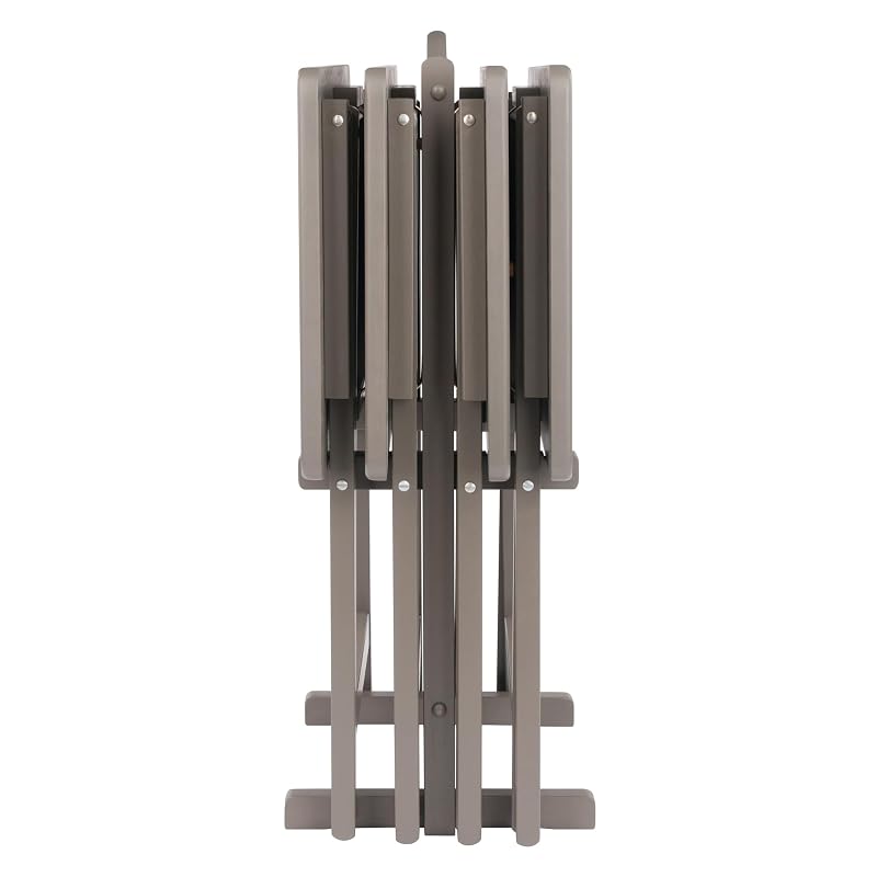 Winsome Alex Set of 4 Foldable Snack Tables with Storage Rack - Oyster Gray