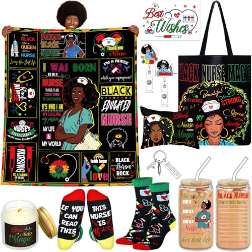 Quelay 10 Pcs Black Gifts Set for Women African Appreciation Gift for Retirement Work Accessories