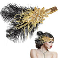 Vintage Flapper Headband with Sequin and Rhinestones for 1920s Costume Women