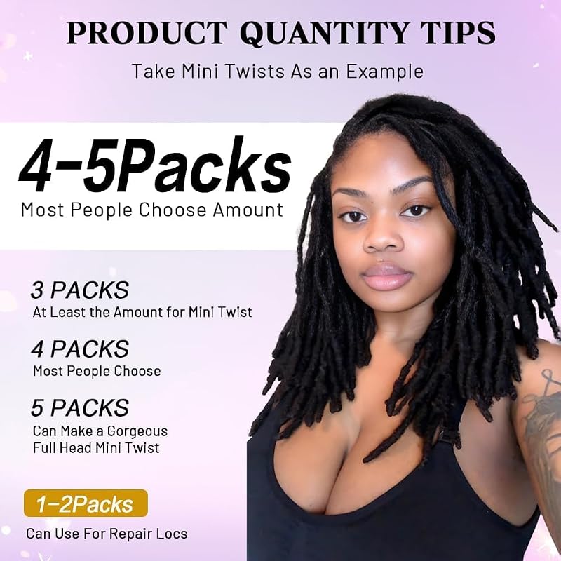 Bulk 50g 12 Inch Afro Kinky Human Hair for Braids, Dreadlocks & Locs - Black