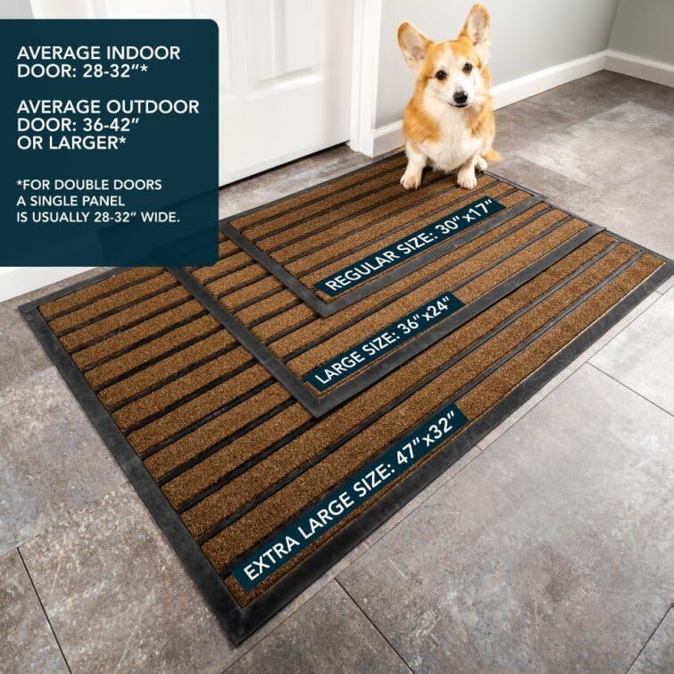 Extra Durable Outdoor Door Mat 47x32 Inches Bright Brown - Non-Slip Entrance Rug