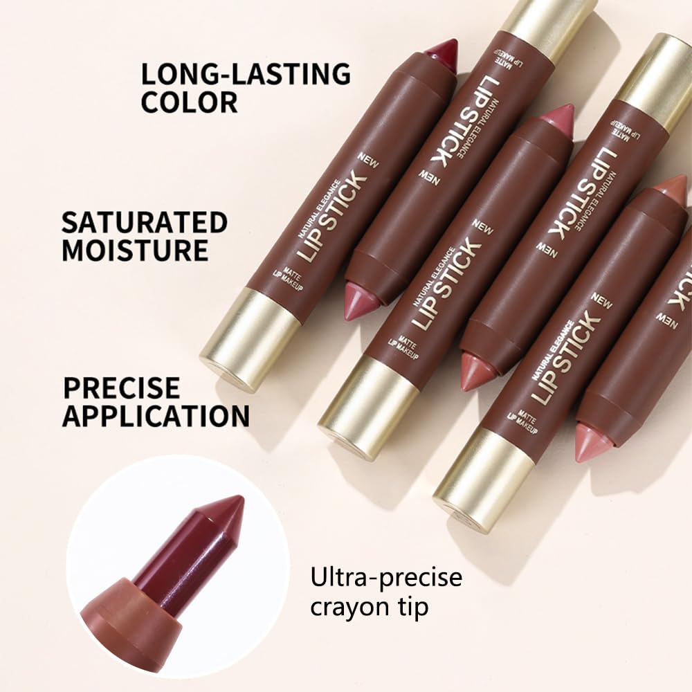 QIDSTERS Matte Lipstick Crayon for Women, Nude Pink 24 Hour Lipstick Lip Liner Pencil, Neutral Lip Stick Lipliner Long Lasting Waterproof Smudge Proof, Vegan & Cruelty-Free, 03