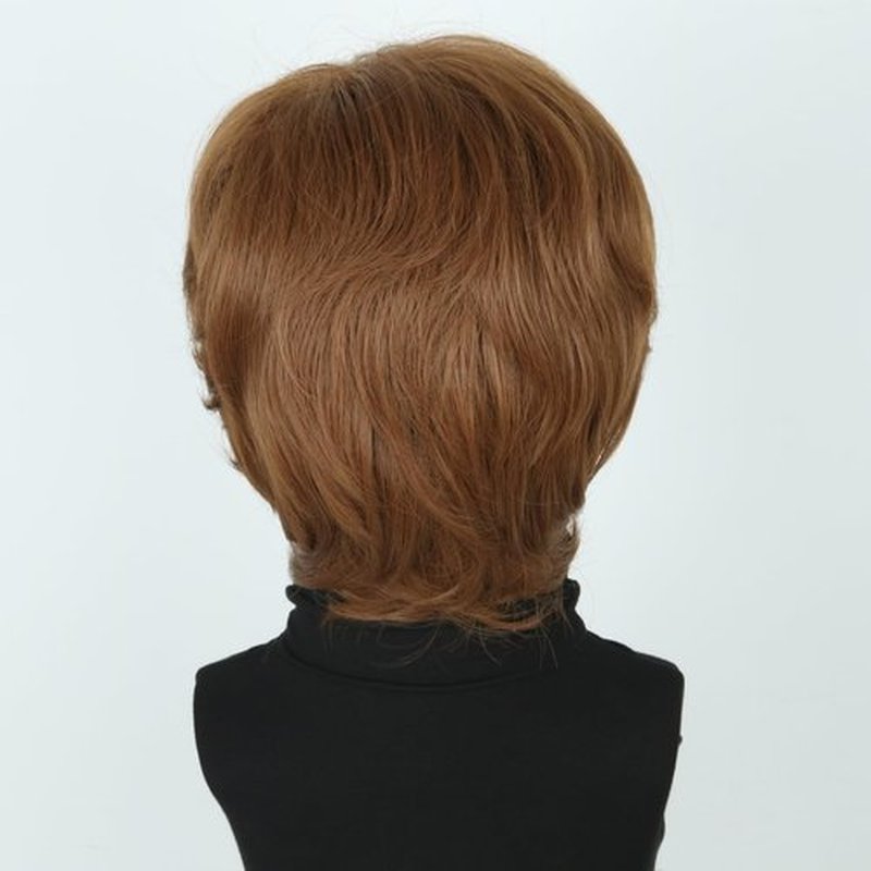 Mens Wigs with Glasses Short Brown Ginger 60s 70s Male Wig for Costume Accessories Halloween Outfit