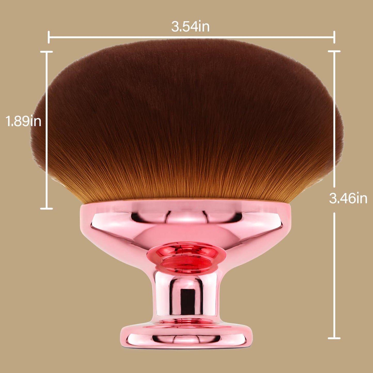 Extra Large Body Makeup Brush For Self Tanner, Leg Makeup &Bronzer Blend,90 mm Wide-headed Kabuki Brush Provides More Even &Pretty Application, Oval Face&Back Makeup Brush, Wet&Dry Use- Pink Rose Gold
