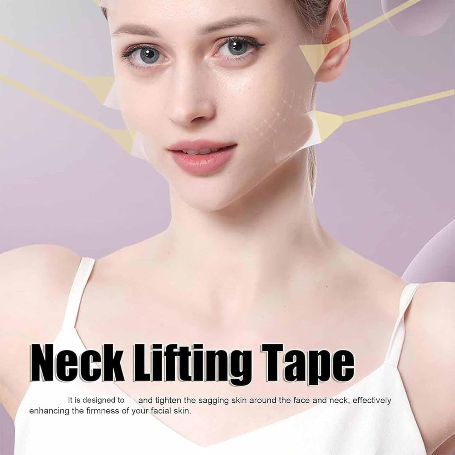 Face Neck Lifting Tape Invisible, Celestica Neck Tape, Patch Tightening Tapes for Necks Face Jaw, With 4 Elastic Bands and 20 Replacement Patch (Skin 1Set)
