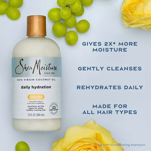 Shea Moisture Daily Hydration Shampoo Virgin Coconut Oil for All Hair Types Sulfate-Free 13 oz