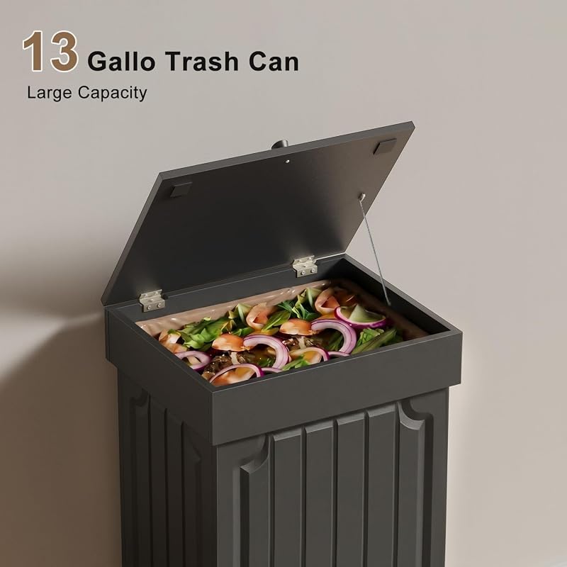 Dog Proof 13 Gallon Kitchen Trash Can with Lid - Black (Pet-Proof, Stable Design)