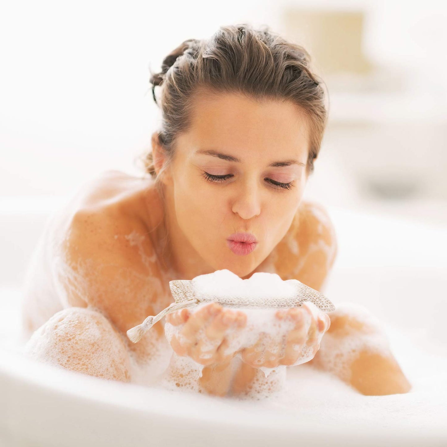 Trounistro 40 Pack Soap Exfoliating Bag Pouch Soaps Saver Natural Ramie Soaps Bag Hand Made Mesh Soap Bags with Drawstring for Bath & Shower Use