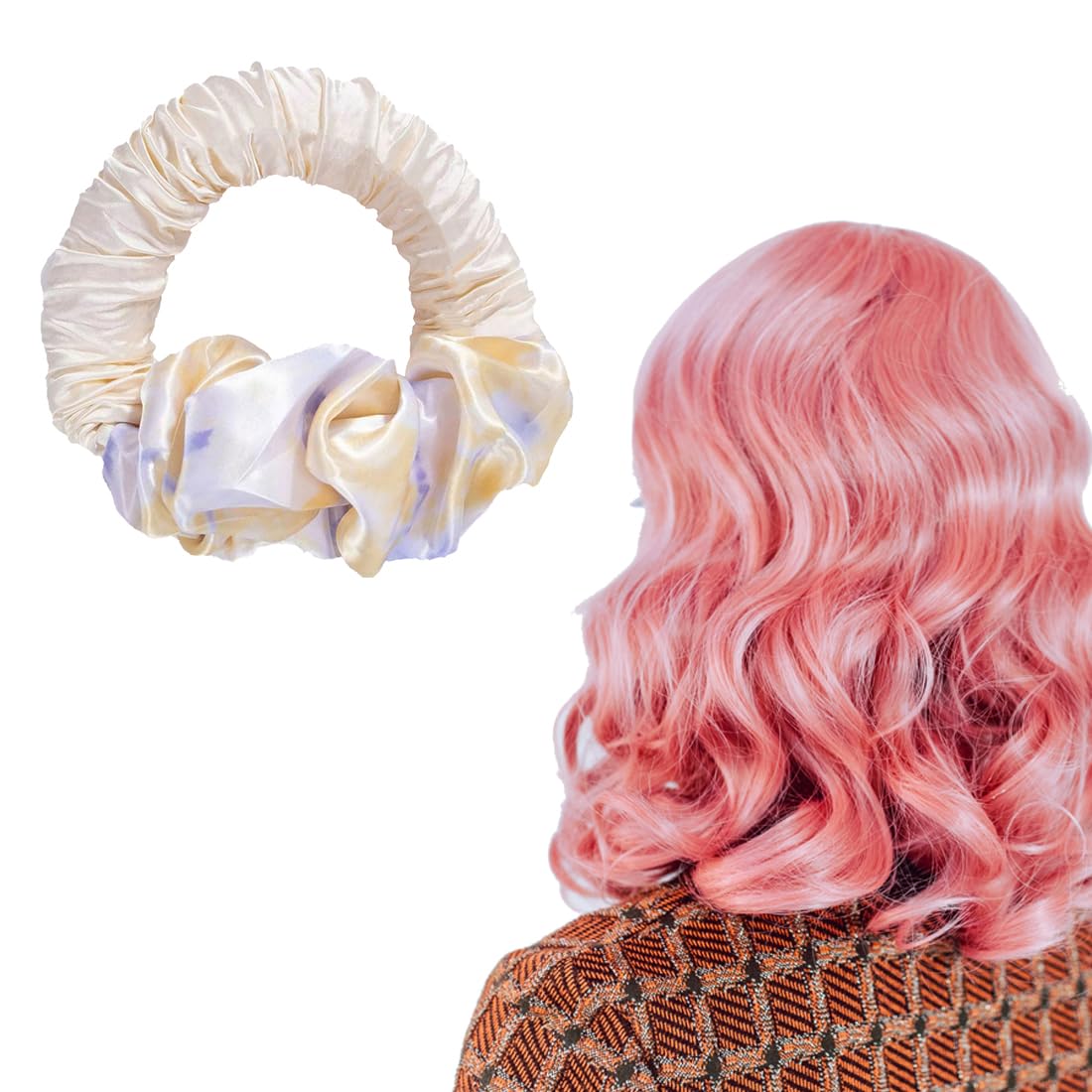 EMILYLE Women Heatless Curling Silk Scrunchies No Heat Curls for Long Hair tie Hair Curling Rod Headband yellow