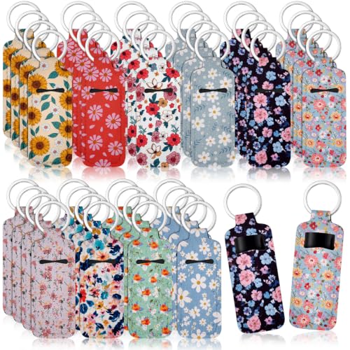 Floral Lipstick Holder Keychain with Lip Gloss Sleeve - 40 Pcs