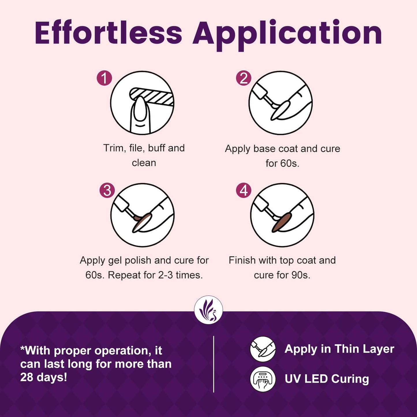 Lavender Violets 49 Pcs Gel Nail Polish Set, 45 Colors Gel Polish U V LED with Base, Glossy & Matte Top Coat for Nail Art Designs A907