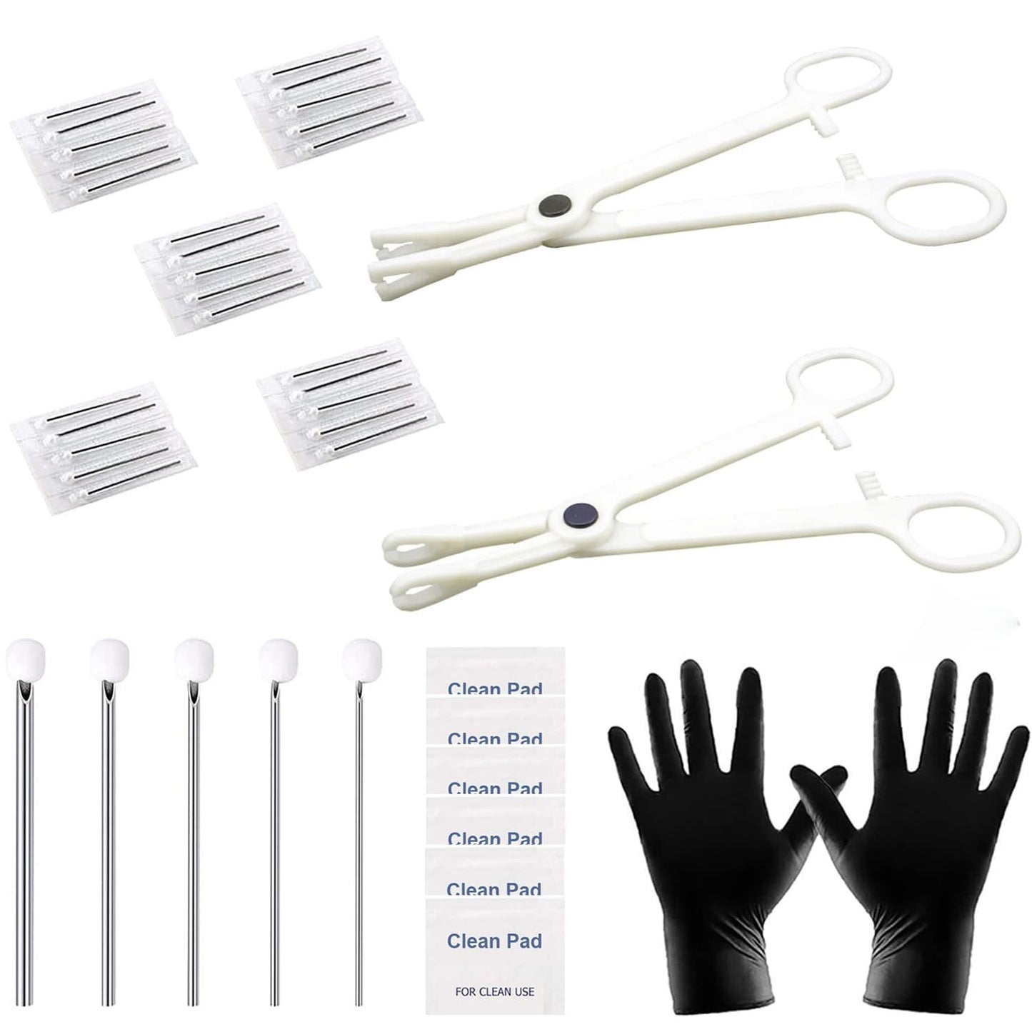 Lyuxzad Piercing Kit 35PCS Professional Piercing Kit Includeds 25PCS Mixed 12G 14G 16G 18G 20G Ear Nose Piercing Needles 2PCS Piercing Clamps 6Pcs Clean Tools 2 Gloves for Ear Nose Piercing Kit