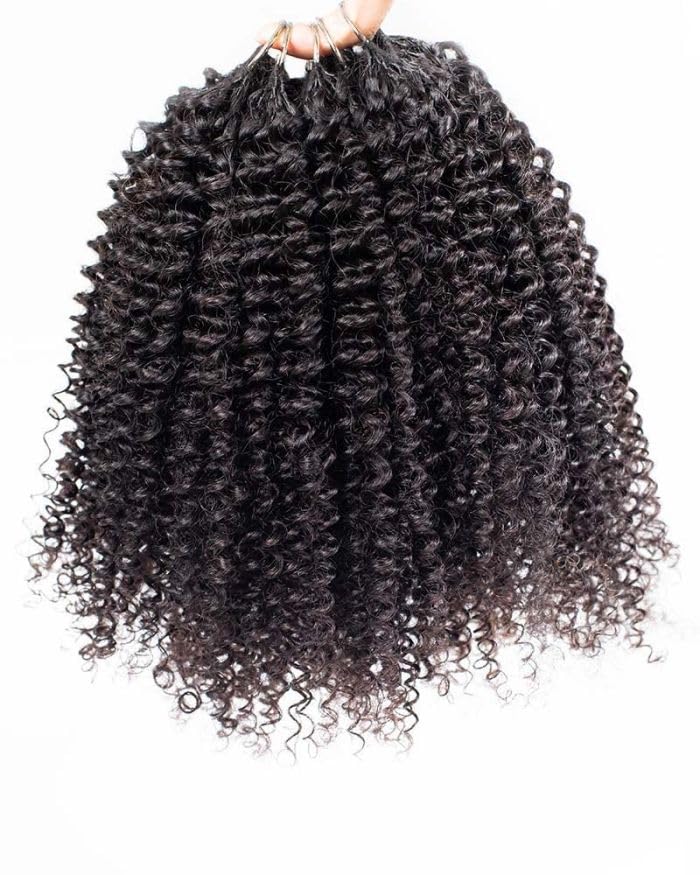 Kinky Curly Human Crochet Hair Bundles 14 Inch 100g Feather Line Knotless Extensions