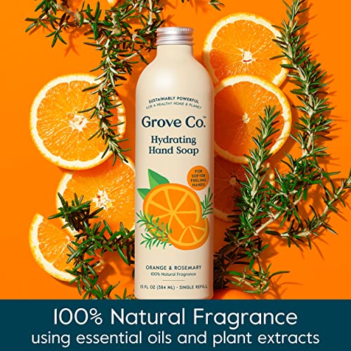 Grove Co. Gel Hand Soap Refill & Glass Dispenser Set - 13 Fl Oz, Orange & Rosemary (Pack of 2)