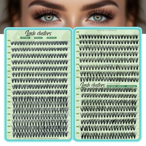 Wispy Lash Clusters 640pcs Eyelash Cluster Extensions 30D+40D Curl Individual False Eyelashes 9-16mm Natural Fluffy Mink Lash Clusters Extension Kit