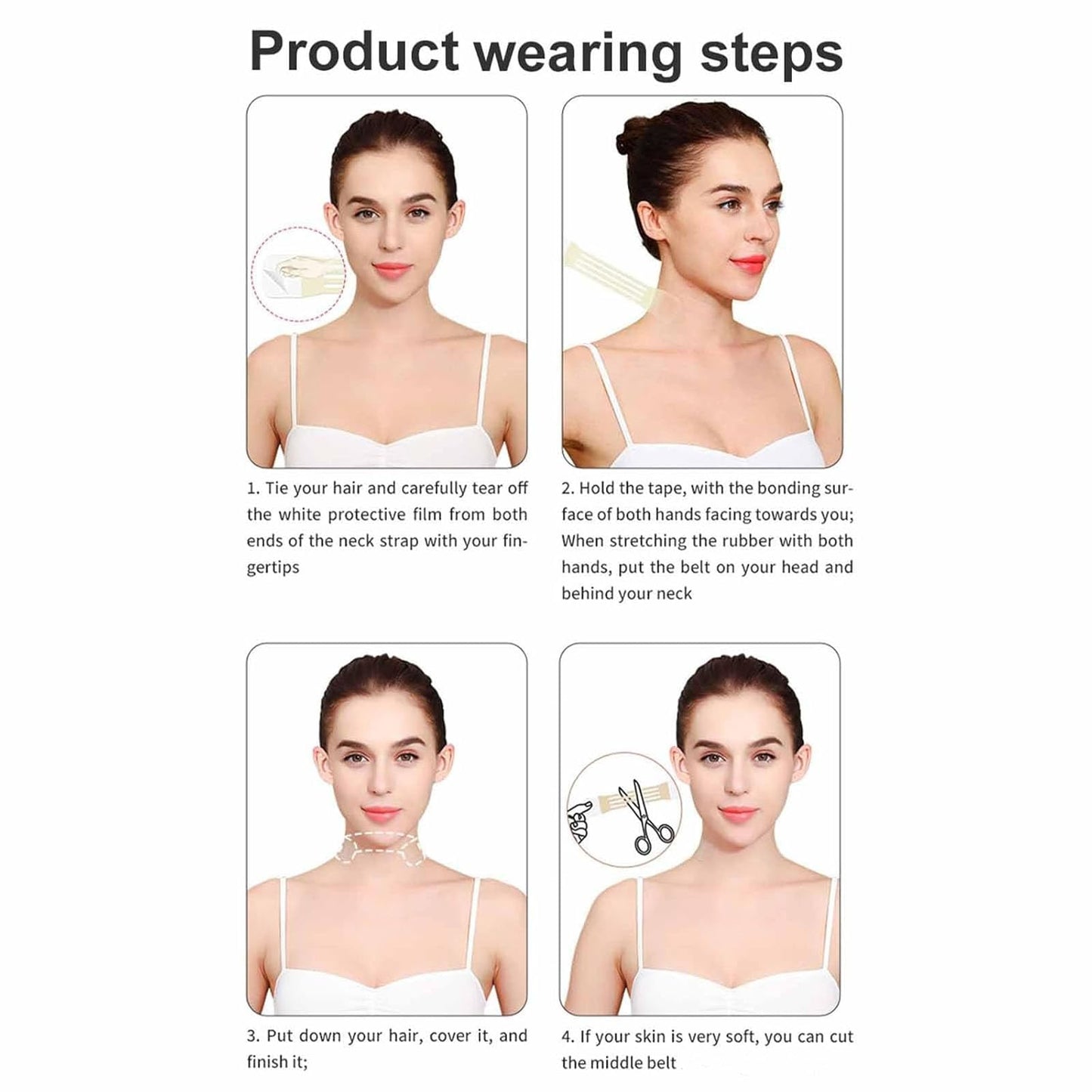 Face Neck Lifting Tape Invisible, Celestica Neck Tape, Patch Tightening Tapes for Necks Face Jaw, With 4 Elastic Bands and 20 Replacement Patch (Skin 1Set)