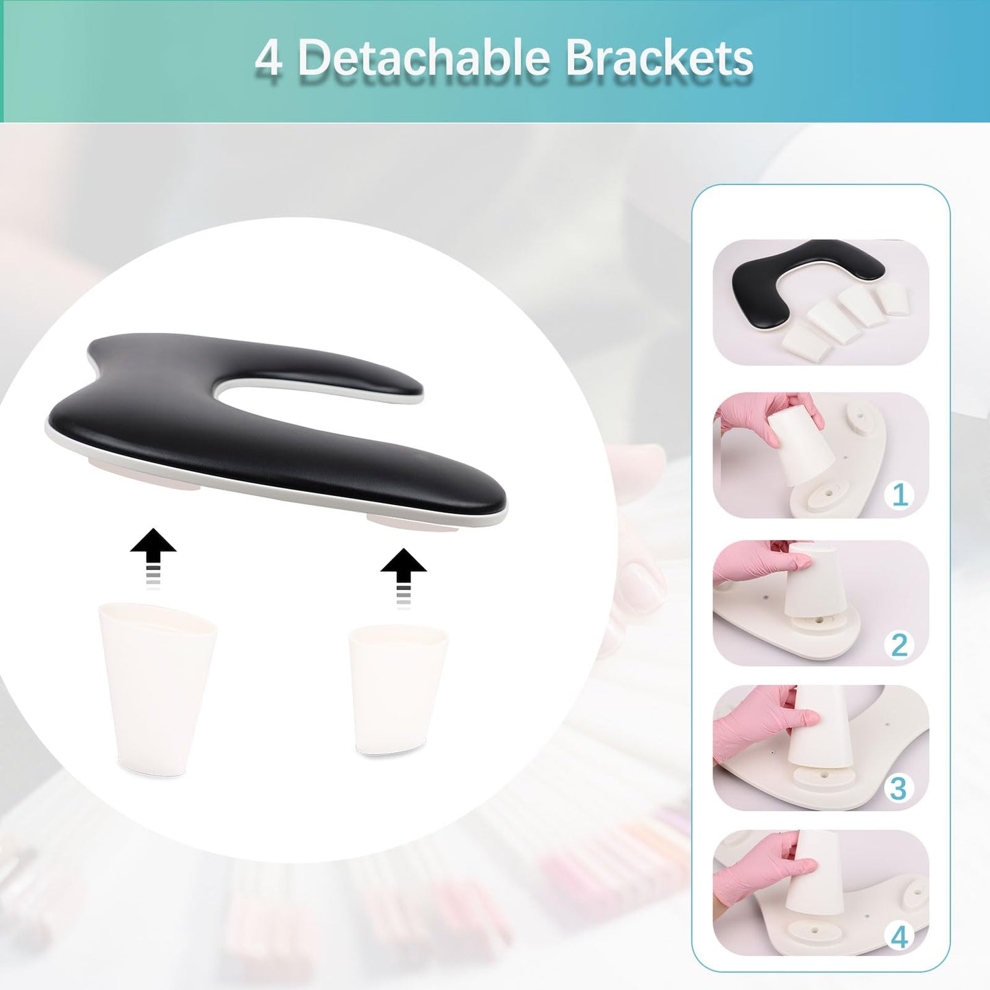 Arm Rest for Nails Tech with Nail Table Mat,U-shaped Manicure Nail Hand Rest Stand Pillow Cushion,Nail Supplies for Nail Techs(Black)