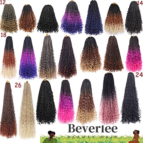 30 Inch Boho Box Braids Hair Set - 8 Packs Synthetic Crochet Hair for Women - Curly Ends, Pre-Looped, Natural Black