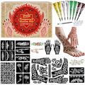 Kids & Adults Temporary Tattoo Kit with 8 Colors, Stencils & Ink - Waterproof & Safe