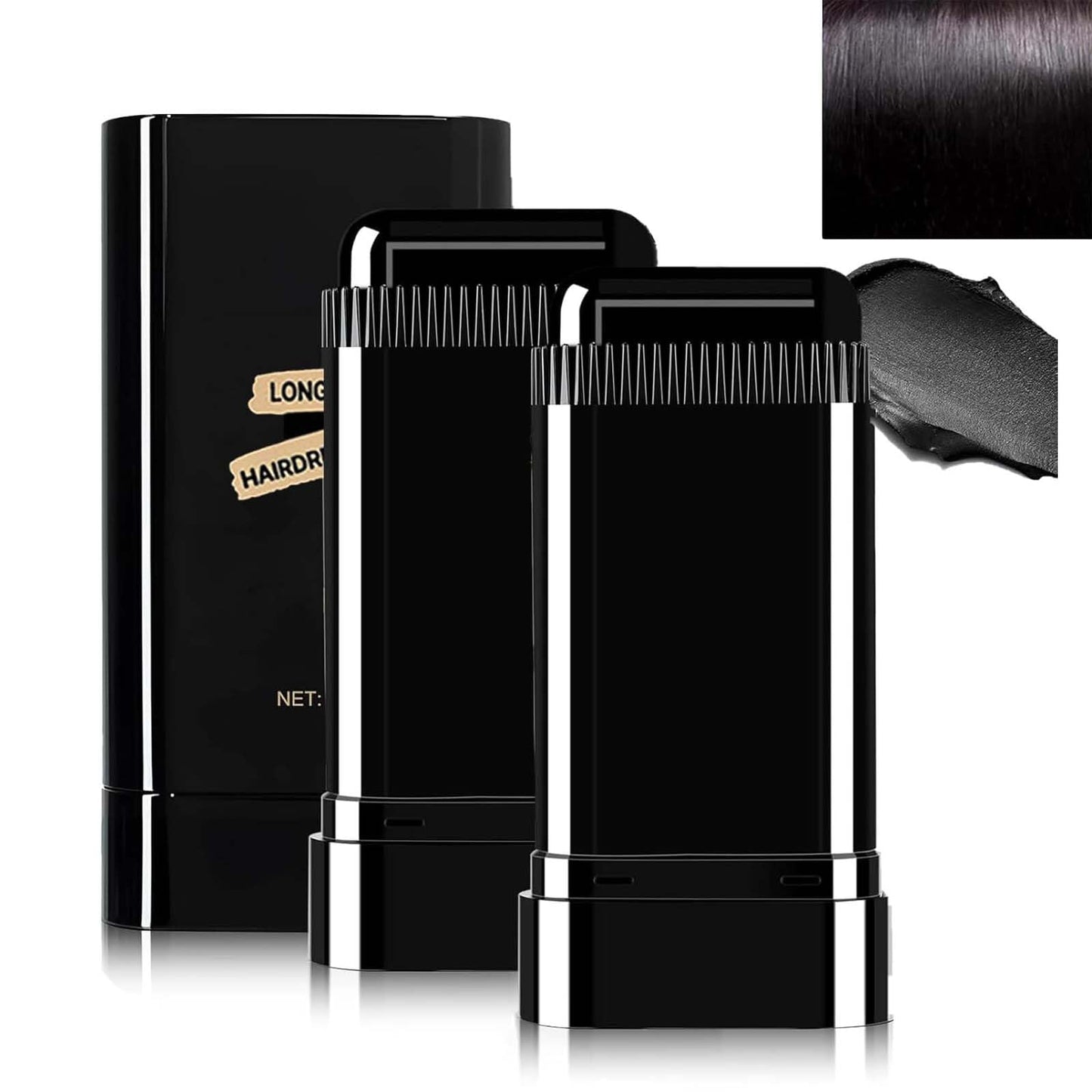 2Pcs Safe and Convenient Comb Hair Dye, Instant Hair Color Touch-Up for Men & Women, Waterproof & Sweatproof, 2-in-1 Hair Dye with Built-in Comb, Portable & Easy to Use (Black)
