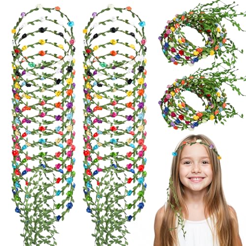 Assorted Flower Crown Headbands for Women & Girls - Bohemian Floral Headpiece Set of 112