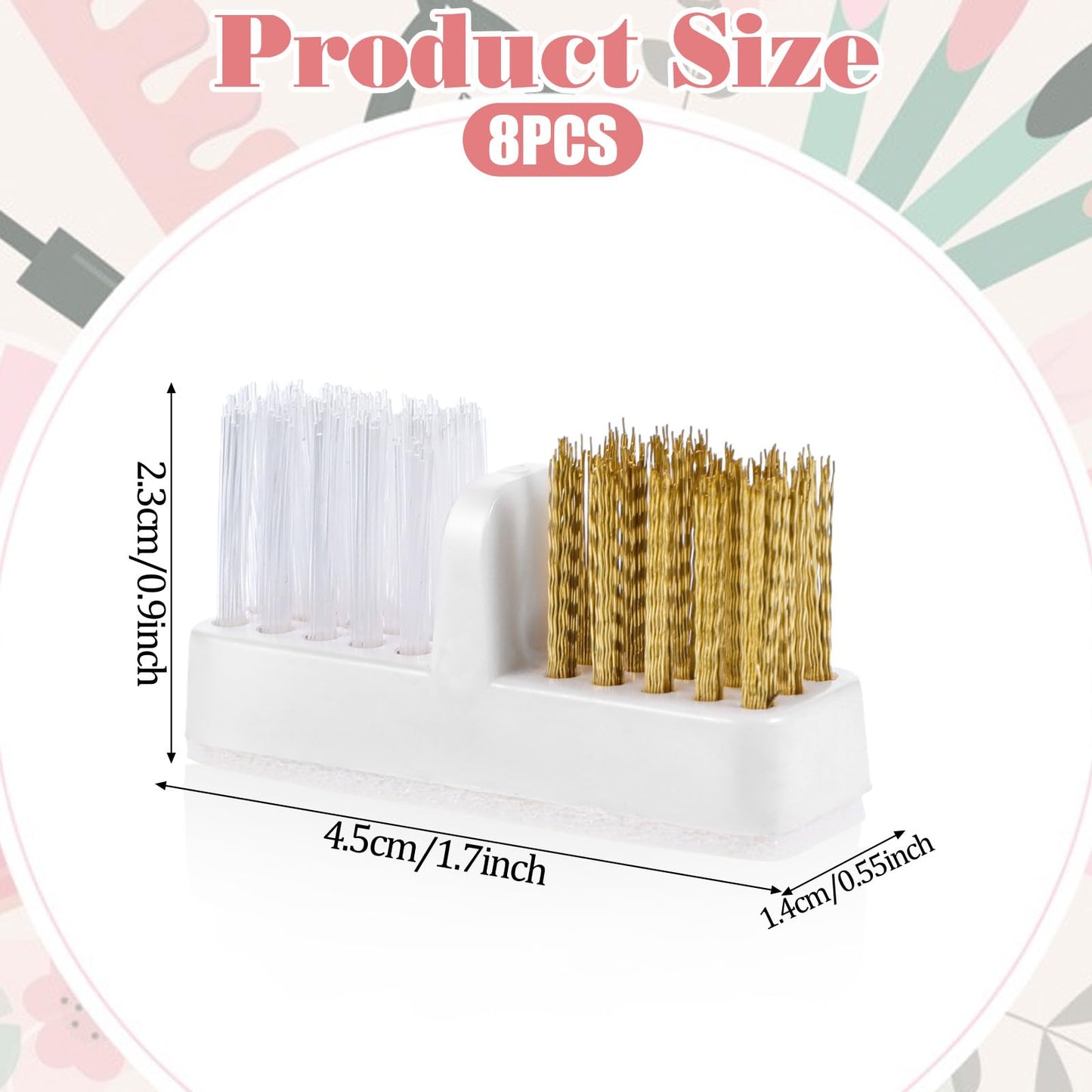 8pcs Nail Drill Bit Wire Cleaner Brush Art Nail Bit Cleaning Brush Drill Bit for Nail Salon, Acrylic Nail Brushes Tool Nail Tech Essentials Equipment Gel Nail Accessories