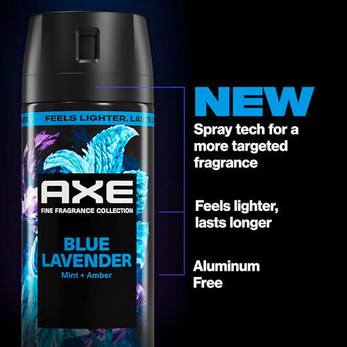Axe Blue Lavender Body Spray for Men, 3 Pack, 2.9 oz – Long-Lasting Fragrance