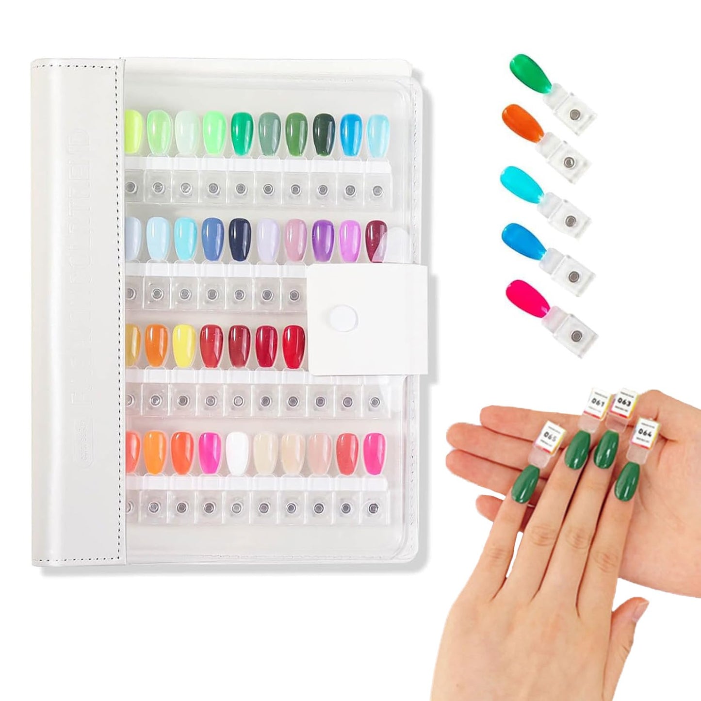 Magnetic Nail Swatches Book, Nail Swatches Book, Professional Nails Art Salon Design Display Booklet for Manicurist, No Need Pasting and Glue (White,180 Colors)