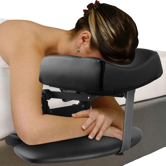 EBANKU Adjustable Headrest Face Pillow Cradle & Face Cushion Support Bracket, Headrest Cushion Square Pillow, Salon Home Mattress Massage Kit (Black)