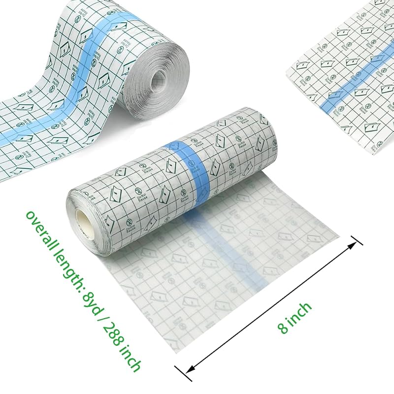 Tattoo Aftercare Bandage Roll 8" x 288" Waterproof Film - Transparent 3-Layer, Easy Cut