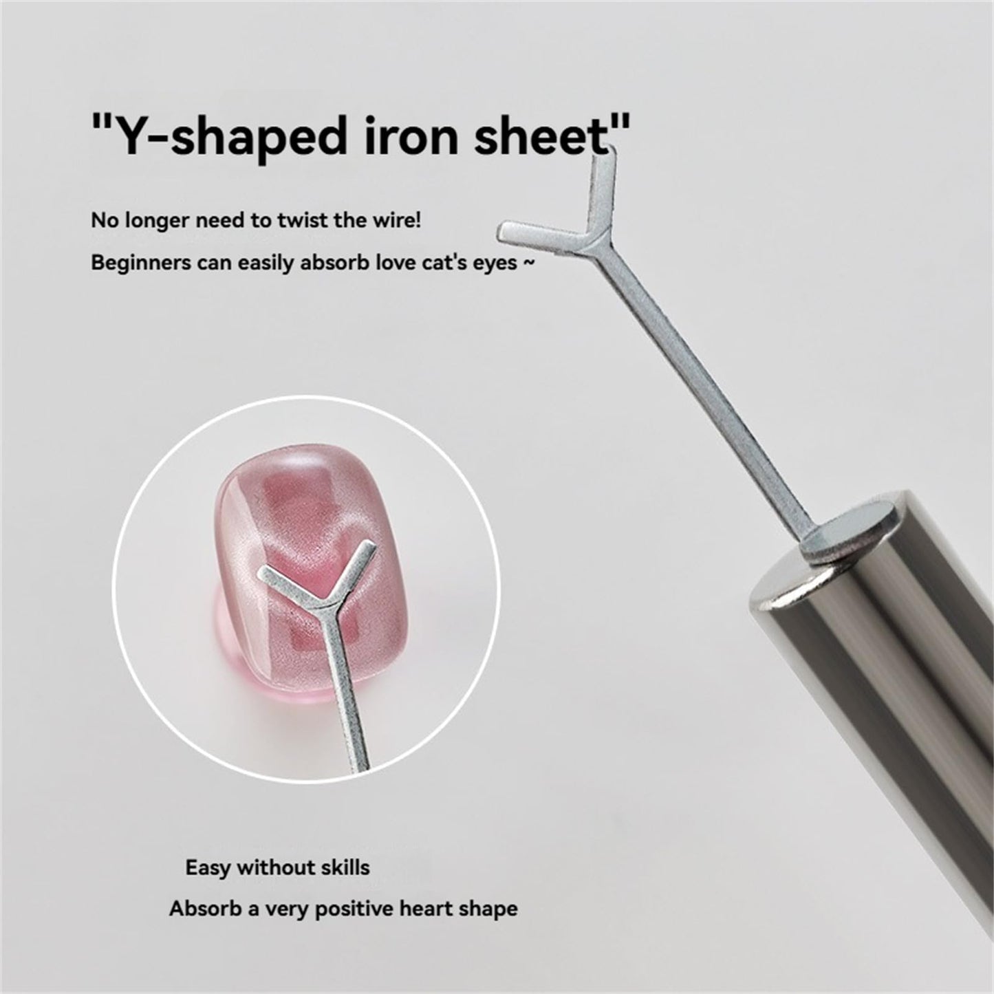 Heart Cat Eye Magnet For Nails, 5 Pack DIY Heart Cat Eye Magnet Set, Professional Nail Art Magnet Sticks with Y-Shaped Guide (10PCS)