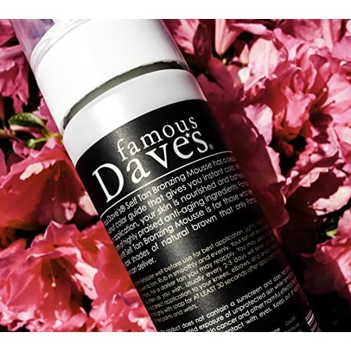 Dark Tanning Mousse w/Instant Bronzer by Famous Dave¡¯s | Sunless Self Tanner | Organic & Natural Ingredients for Medium/Darker Skin Tones