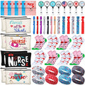 Buryeah 72 Pcs Nurses' Day Appreciation Gift Sets Bulk Nurses Week Gifts Bulk 2026 Graduation Present Women Socks Makeup Bags Penlight Badge Reels Headband Bracelet Hair Rope for Doctors Pharmacists