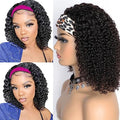 Feelgrace 12 Inch Natural Curly Water Wave Headband Wig Human Hair Glueless Short Kinky Curly Wig for Black Women