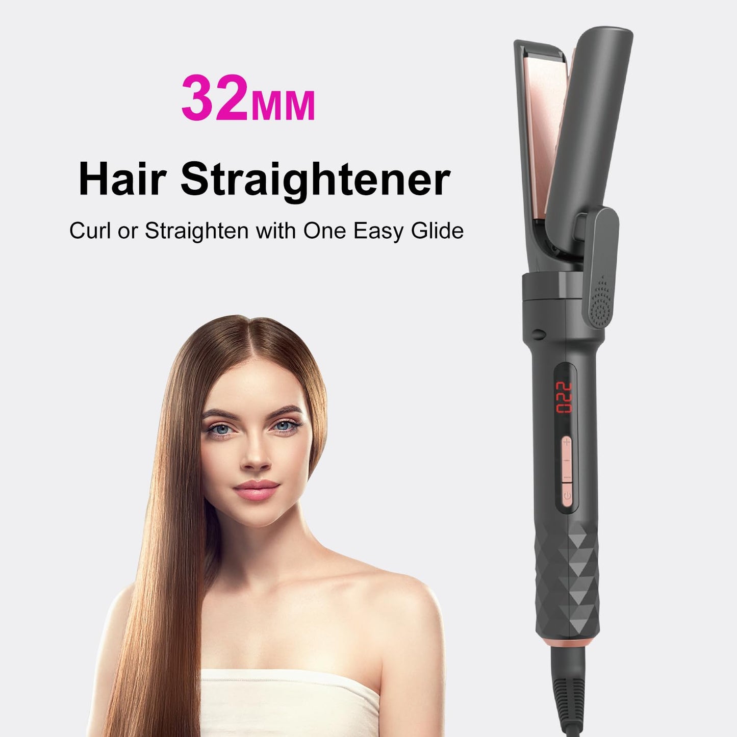 4 in1 Wand Curling Iron,Curling Wand for Long Hair,Hair Curling Iron with Straightener and Curler Fuction,Curling Iron Set with Heat Resistant Mat Glove