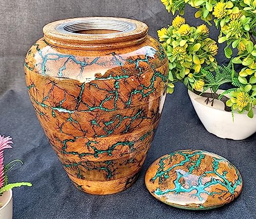 Large Wooden Resin Cremation Urn for Human Ashes - Merit Wooden Craft, Male/Female, Custom Funeral Box
