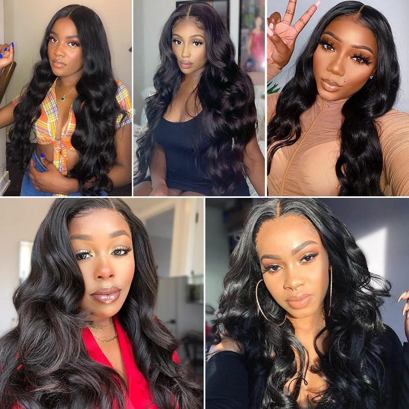 Goodear 24 Inch Black Synthetic Body Wave Hair Extensions - Pack of 3, 100g Each, 1B#