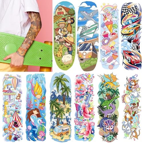 EMOME Full Half Tattoo Sleeves for Kids, 66 Sheets Tattoos Temporary for Girls Boys, Space Donut Mermaid Themed Fake Tattoos Stickers for Kids Party Favors Supplies